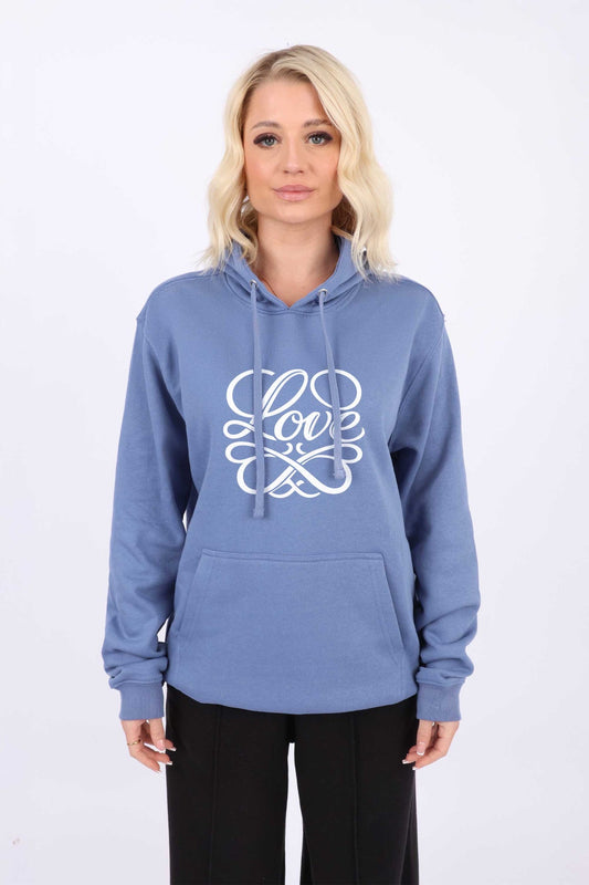 Oversize Love Hoodie - Vintage Blue